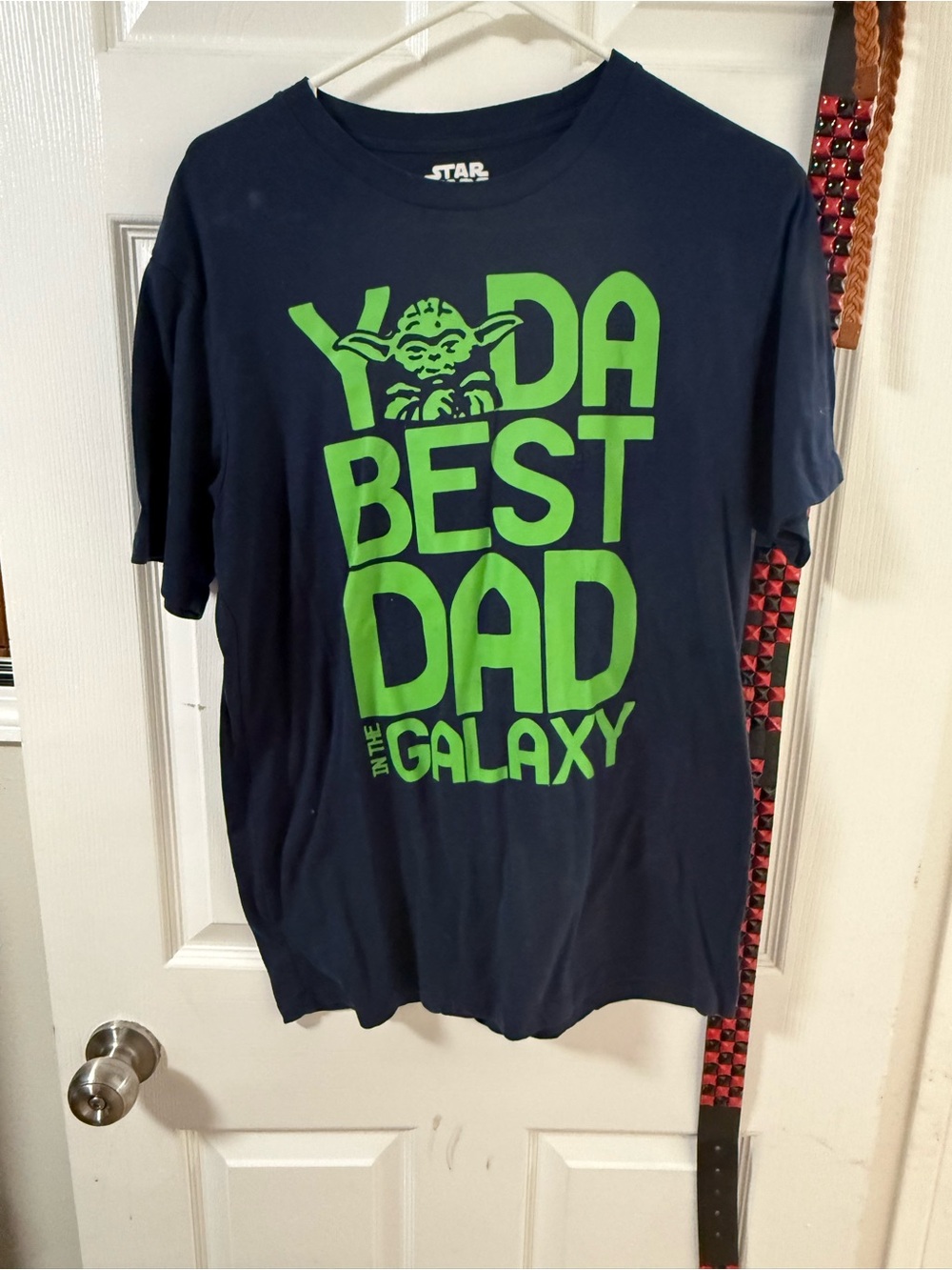 Star Wars Kids Navy Tee with Bright Green Yoda 'Best Dad' Graphic